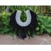 Tribal black long  feather & snail shell necklace boho with or without stand   222611652217